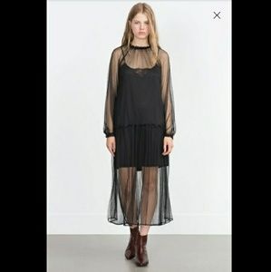 SOLD - NWT Zara Black Lace Maxi Dress